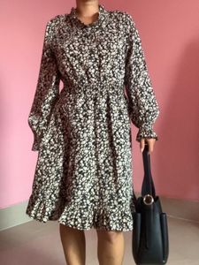 Floral Print Black Dress