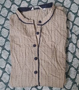 Max Women Beige& Blue Printed Straight Kurta