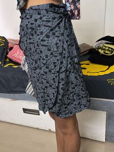 Patterned Wrap Skirt