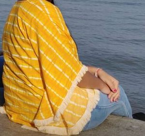 Fancy Yellow Kaftan Cotton Top.