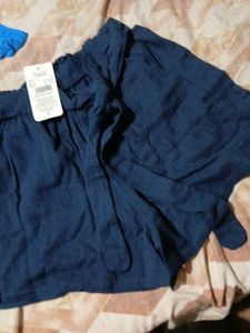 Blue Tie Waist Shorts