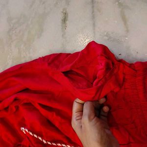 Red Plazo Pant With Pockets