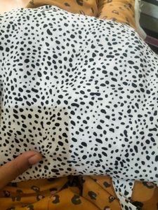 White, Black Dotted Skirt