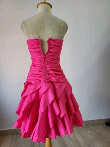 Pink Strapless Ruffle Dress