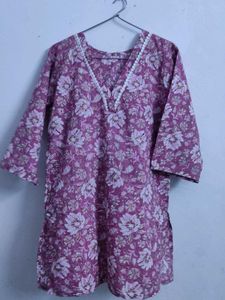 Mauve Color Jaipuri Printed Short Kurti