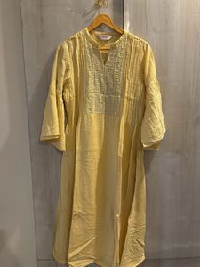 Biba Yellow Embroidered Kurti