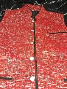 Red Textured Nehru Jacket (cash=low price) pls