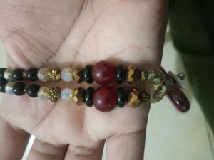 Beaded Necklace with Red Pendant