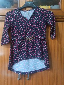 Black And Red Flower Combination Top
