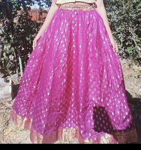 Magenta &amp; Gold Lehenga Skirt