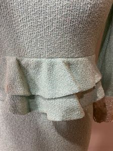 Mint Green Dress, Net Sleeves, Girls