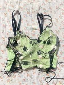 Green Floral Bralette