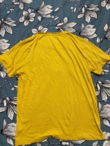 WROGN Men Mustard Yellow Striped Cotton PureCotton