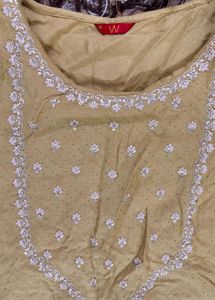 W Embroidered Yellow Kurta