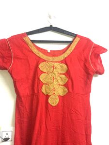 Red Anarkali Only Top Pant Dupatta Not Included
