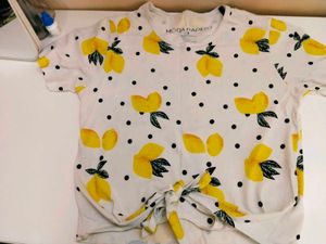 Beautiful Lemon Printed Bow Top