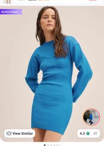 Blue Knit Bodycon Dress