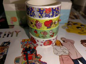 BT21 CUTE 4 WASHI TAPE (GREEN)💚