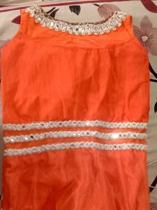 Orange Embellished Anarkali Suit