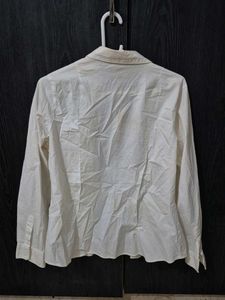 Fitted Off White Button-Down Shirt