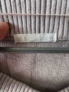 Beige V-Neck Knit Sweater