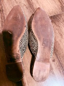 Aldo Leather Mules In Leopard Print