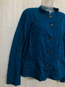 CHICO&#39;S Aqua Stretch  Button Down Casual Jacket