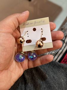 Golden Purple Drop Earrings