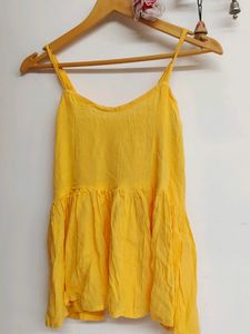 Yellow Short Peplum Top For Girls