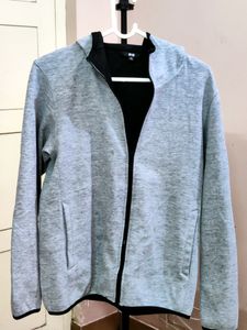 💥BUY1GET1💥 gray UNIQLO double face zip-up jacket hoodi