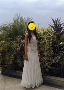 White Soft Net Fabric Floor Length Gown