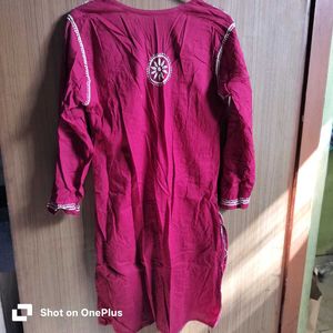 once worn Dark maroonish-red chicken work Embroide