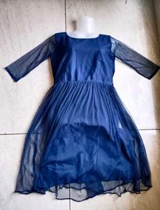 Stylish Navy Blue Net Dress