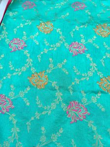 Teal Banarasi Silk Saree with Blouse
