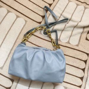 Blue Purse/Sling Bag With Golden Strip