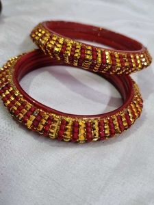 Red Golden Lakh Bangles