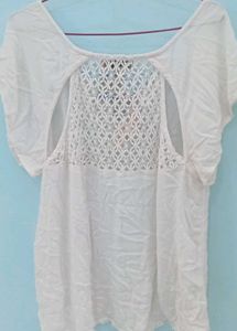 White Crochet Back Top