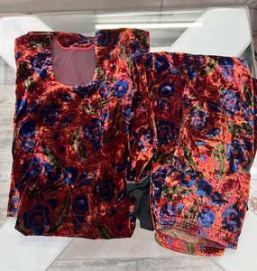 Floral Afgan Velvet Suit