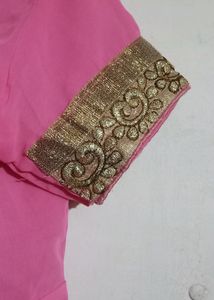 Pink and Golden Two Colour Saree For Festive wear