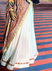 White Embroidered Ghaghara