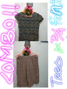 Printed Tee & 3/4 Pant Set