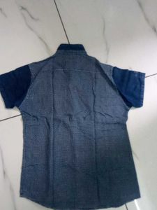 Patterned Denim Collar Shirt