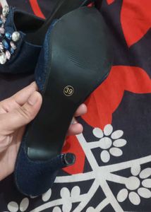 New Denim And Diamond Stud Heels..