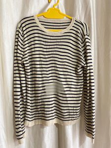 Vintage Cropped Jacket Combo With Striped Sweater