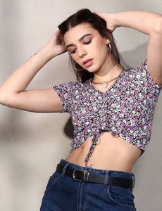short slevves ruched fitter crop top