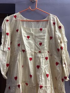 Heart Print Tiered Midi Dress