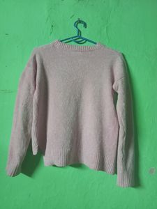 High Low Baby Pink Sweater/ Crop Sweat Top