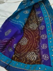 Blue Bandhani Saree
