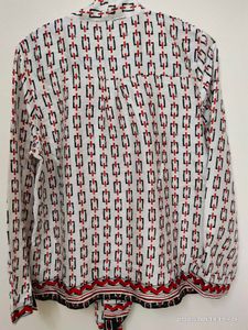 Patterned Tie-Neck Top - 38 Size