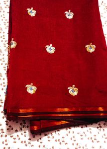 Elegant Maroon Embroidered Saree